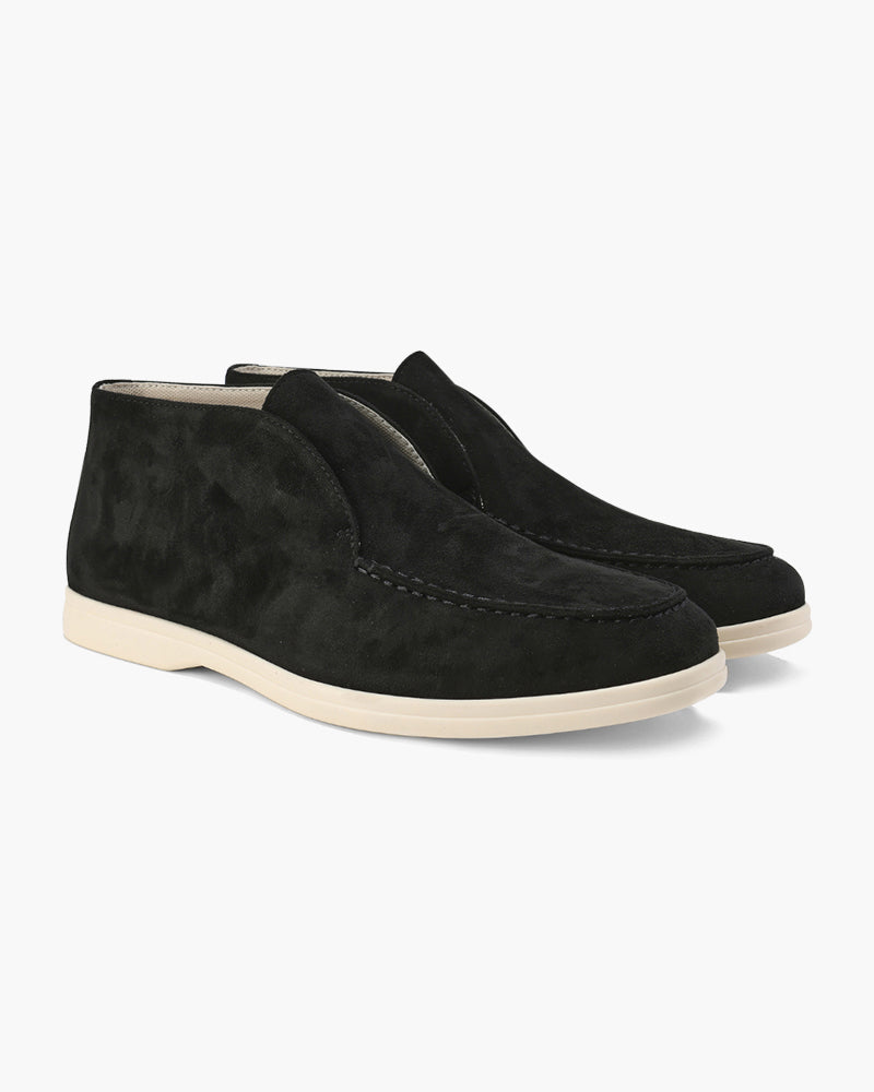Mocasines de ante de caña media para hombre | Zapatos informales sin cordones con suela de goma flexible | Calzado para el día a día, a la altura del tobillo y transpirable