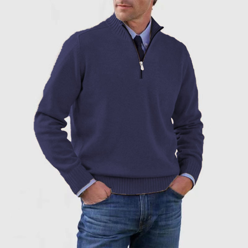 Men's sweater with half zipper