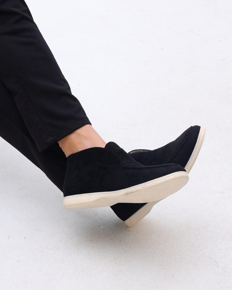 Mocasines de ante de caña media para hombre | Zapatos informales sin cordones con suela de goma flexible | Calzado para el día a día, a la altura del tobillo y transpirable