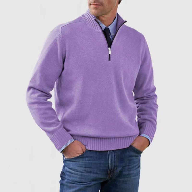 Men's sweater with half zipper
