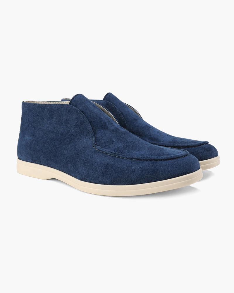 Mocasines de ante de caña media para hombre | Zapatos informales sin cordones con suela de goma flexible | Calzado para el día a día, a la altura del tobillo y transpirable