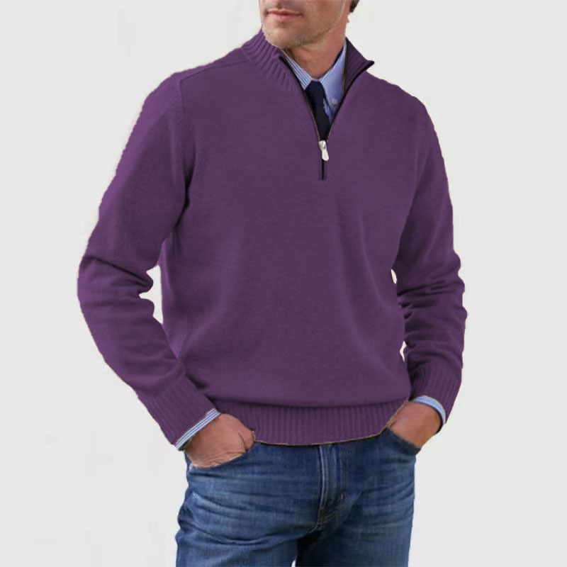 Men's sweater with half zipper