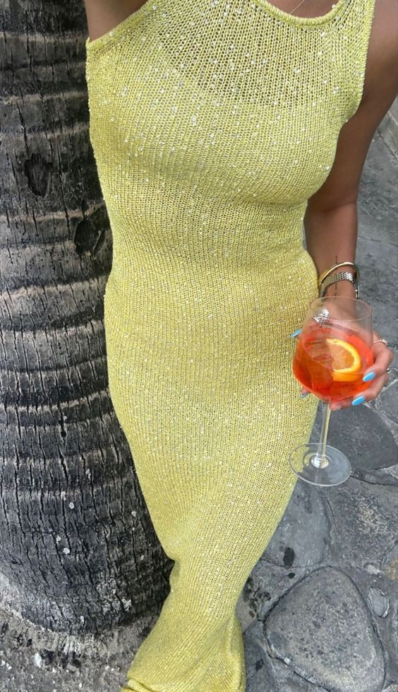 Vestido largo de lentejuelas | Vestido de noche de gala con escote redondo y microlentejuelas | Vestido de fiesta de mezcla de algodón totalmente forrado