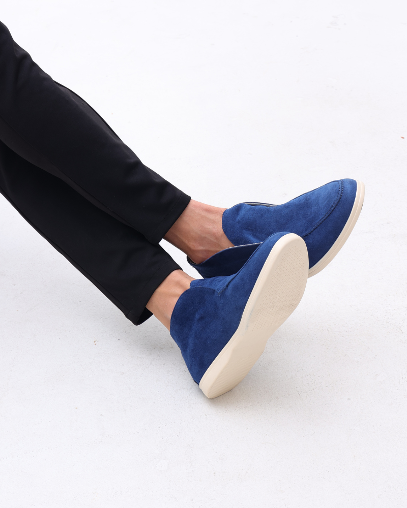 Mocasines de ante de caña media para hombre | Zapatos informales sin cordones con suela de goma flexible | Calzado para el día a día, a la altura del tobillo y transpirable