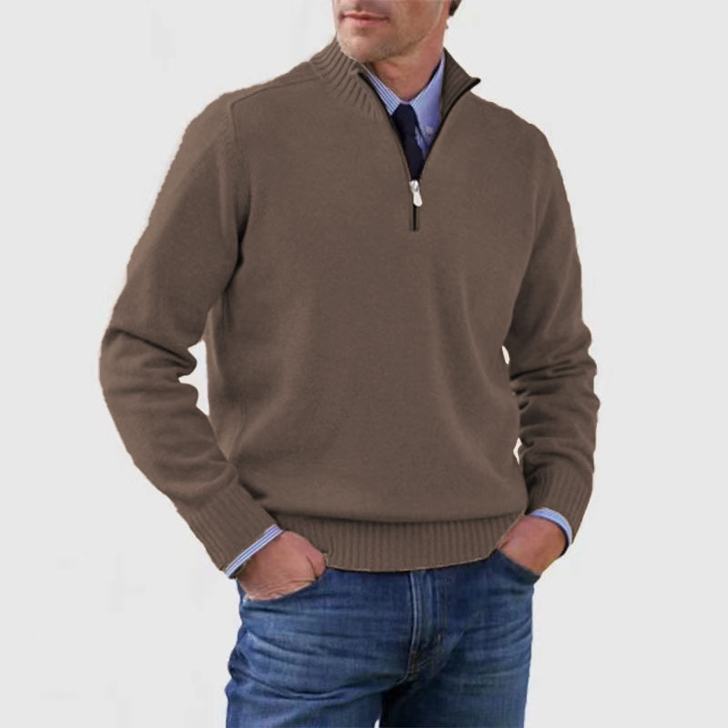 Men's sweater with half zipper
