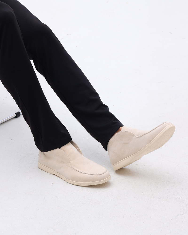 Mocasines de ante de caña media para hombre | Zapatos informales sin cordones con suela de goma flexible | Calzado para el día a día, a la altura del tobillo y transpirable