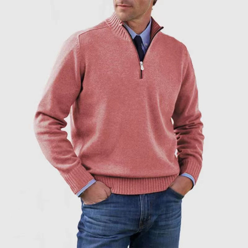 Men's sweater with half zipper