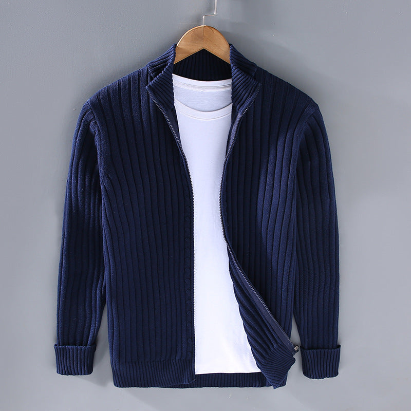 Zip-Up Ribbed Sweater for Men - Image 2