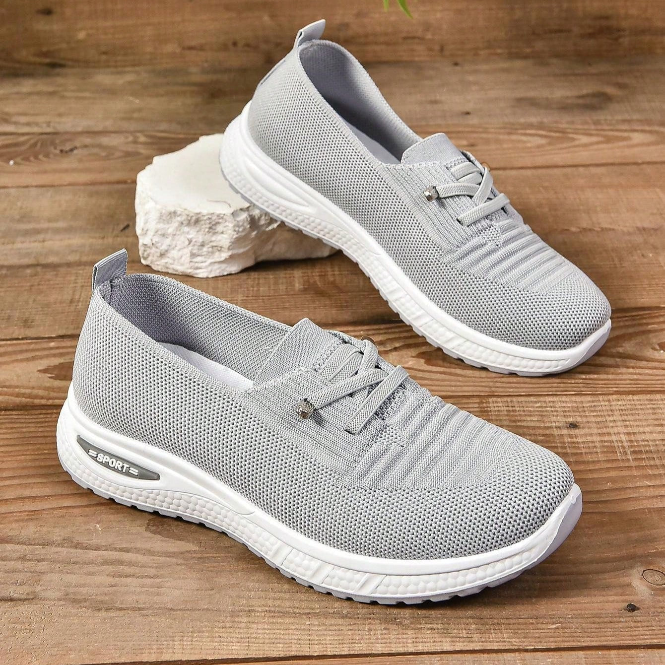 Baskets sans lacets pour femme avec bout large | Chaussures de marche confortables pour tous les jours | Baskets légères et sportives pour un usage quotidien