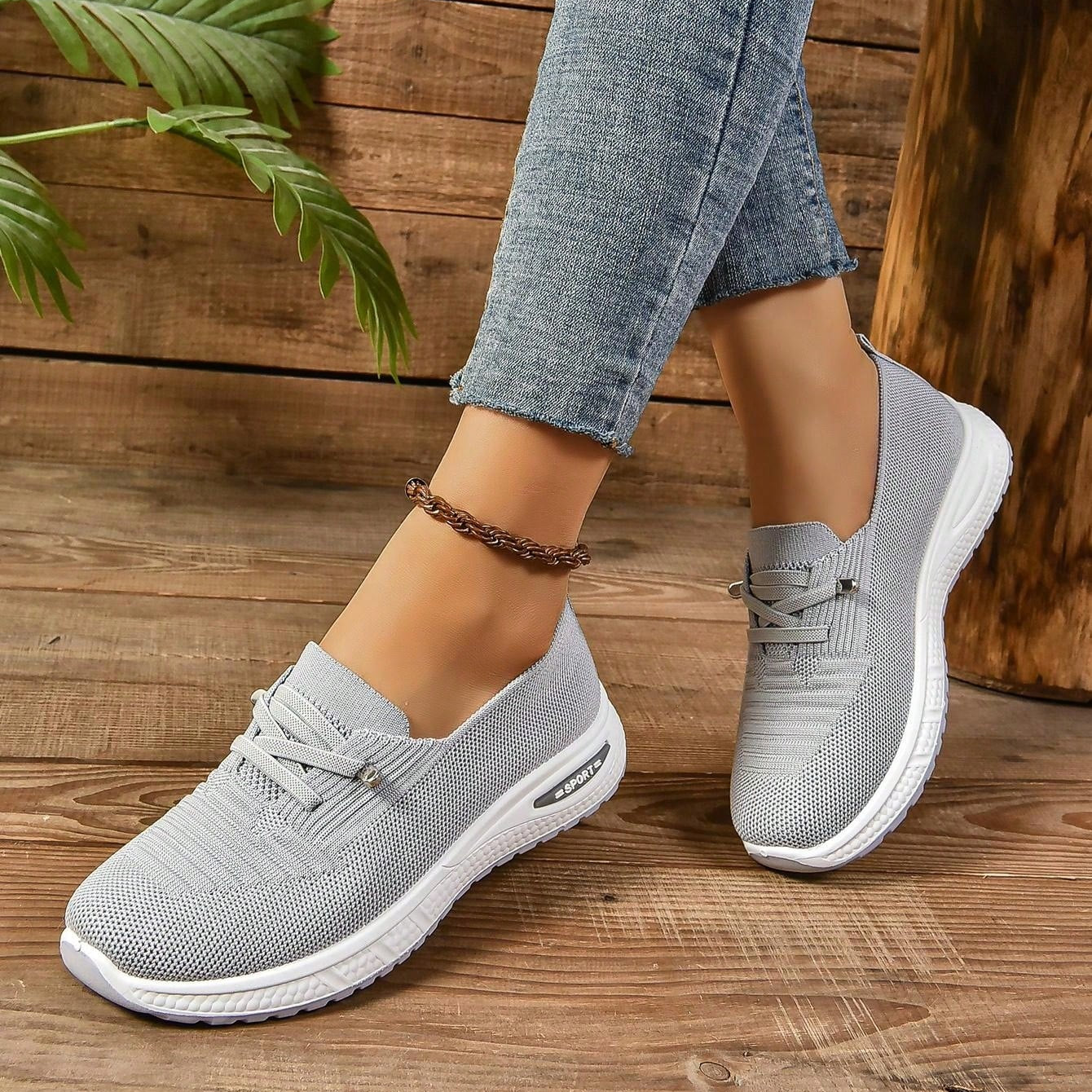 Baskets sans lacets pour femme avec bout large | Chaussures de marche confortables pour tous les jours | Baskets légères et sportives pour un usage quotidien
