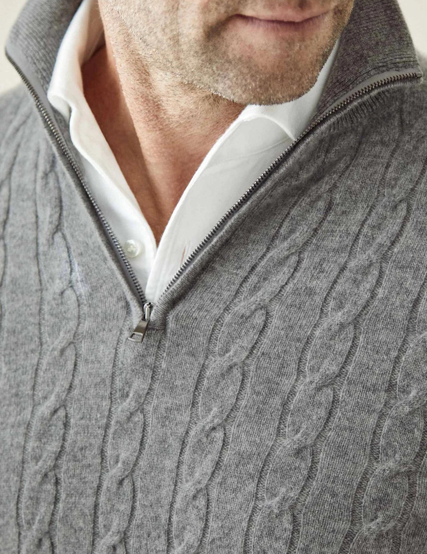 Pull à fermeture éclair en maille torsadée
