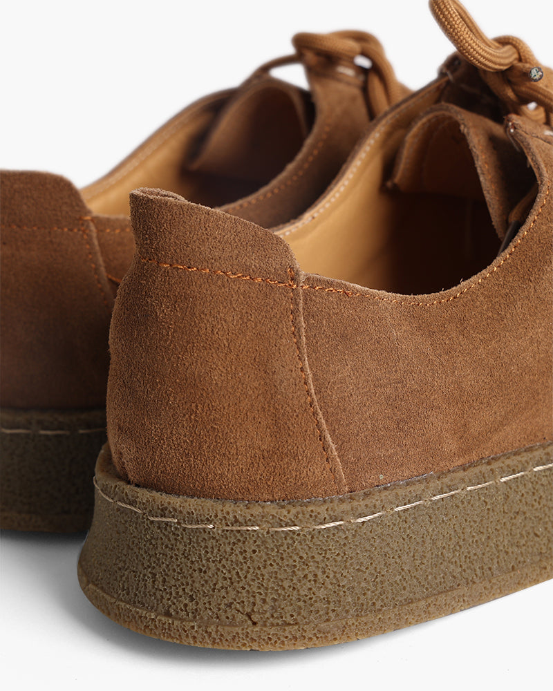 Mocasines de ante para hombre con suela de crepé | Zapatos informales con cordones y costuras en contraste | Mocasines cómodos cosidos a mano
