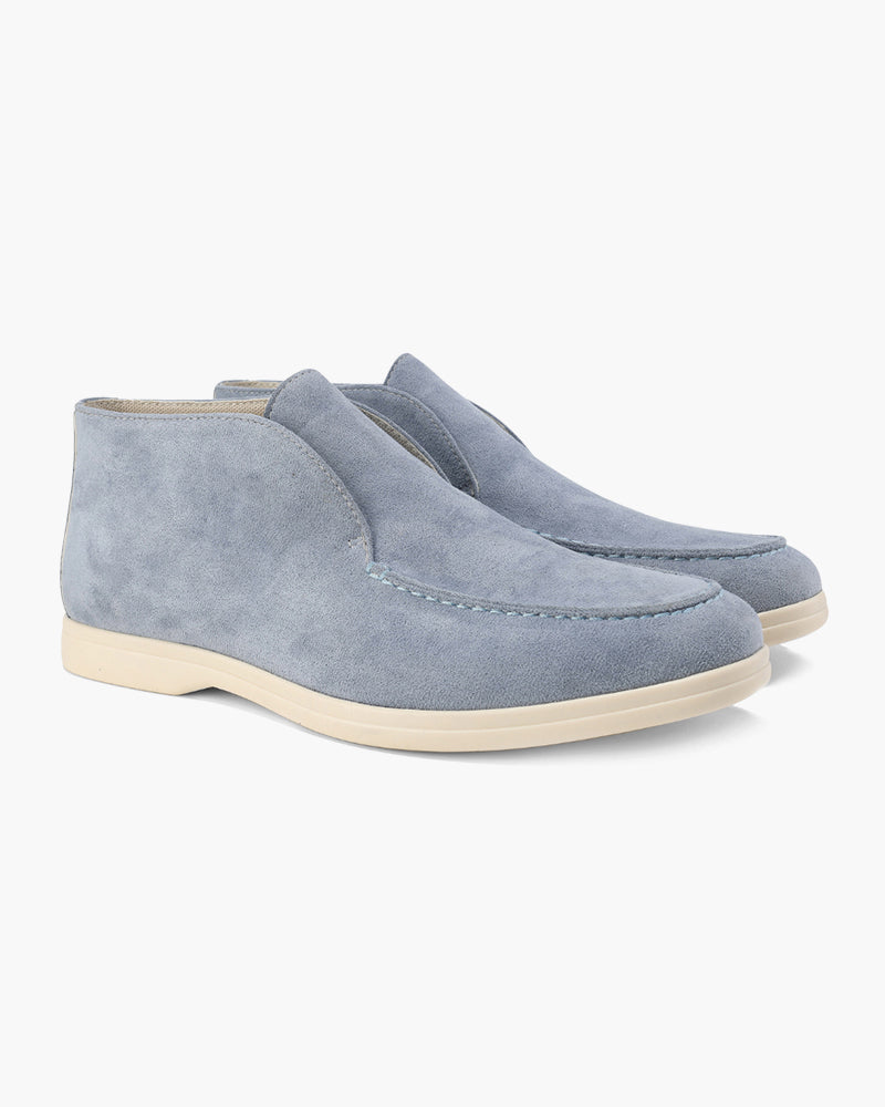 Mocasines de ante de caña media para hombre | Zapatos informales sin cordones con suela de goma flexible | Calzado para el día a día, a la altura del tobillo y transpirable