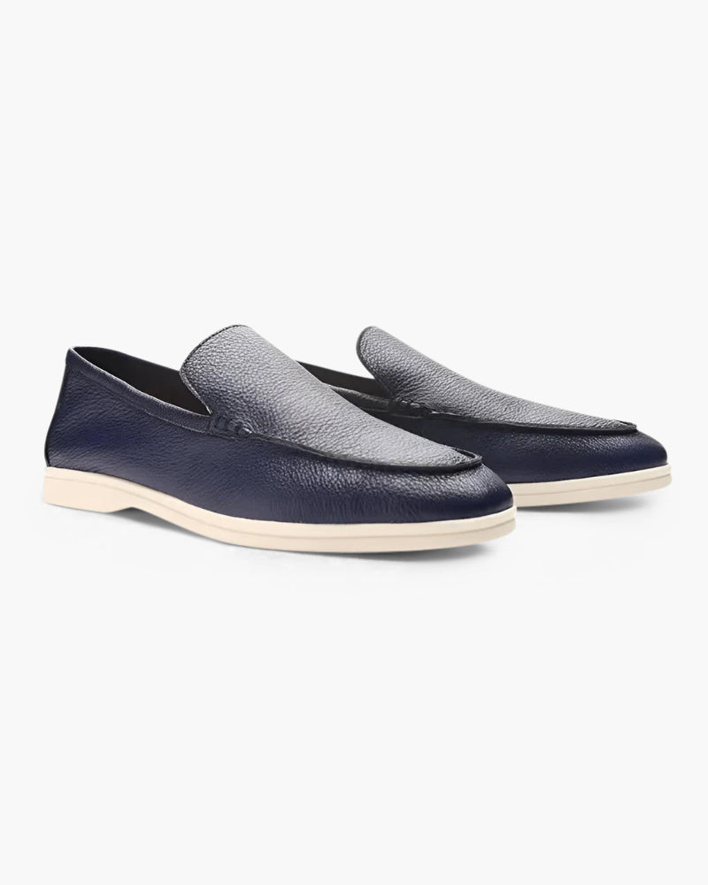 Mocasines de cuero auténtico para hombre | Zapatos sin cordones ligeros de piel de vaca | Calzado informal y de negocios cómodo con suela de goma flexible