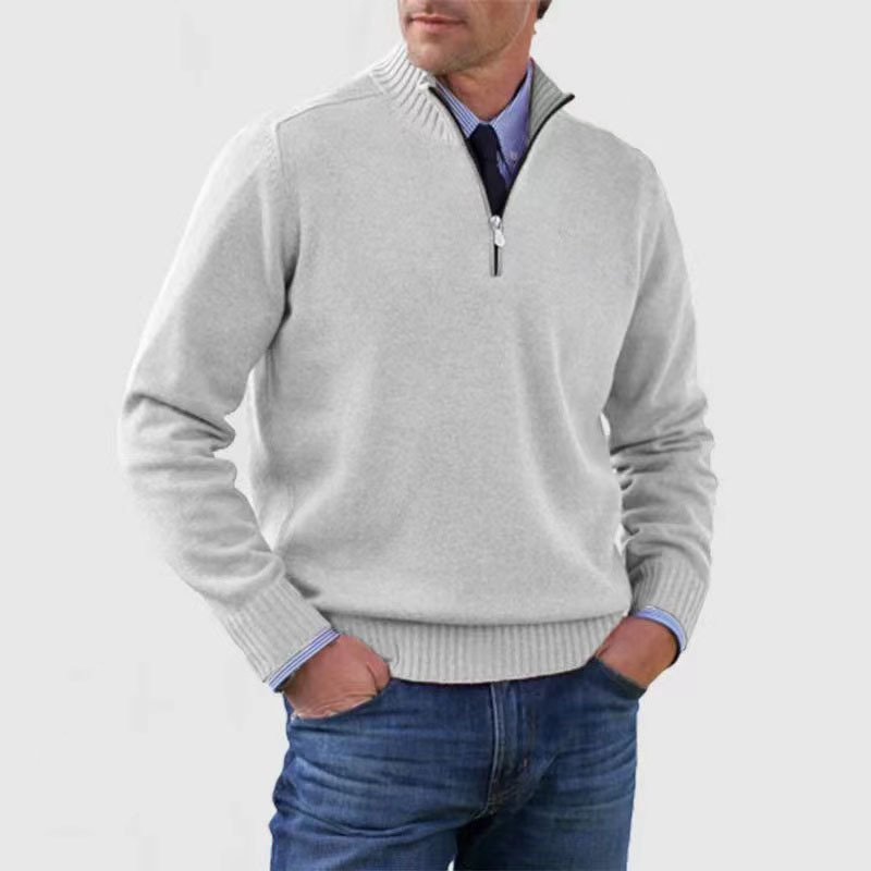 Men's sweater with half zipper