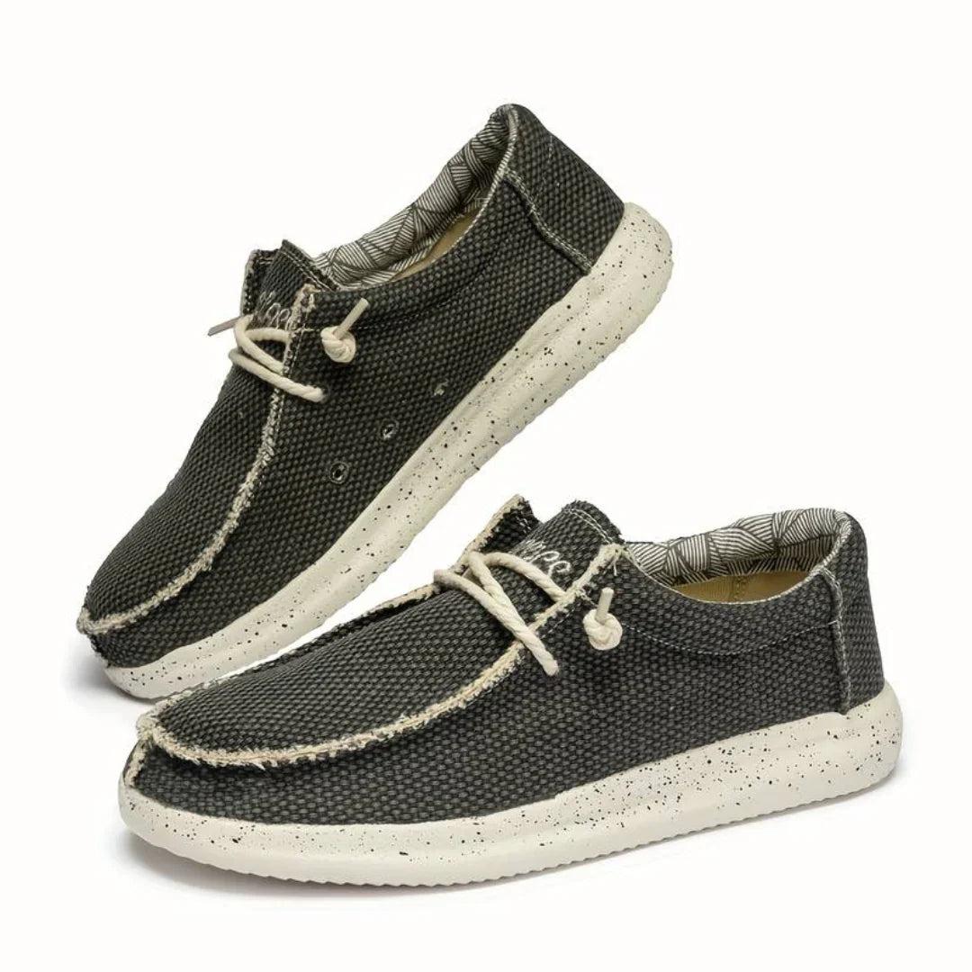 Men's Lightweight Canvas Shoes | Breathable Casual Lace-up Sneakers for Walking and Everyday Wear | Comfortable Low-cut Flat Shoes