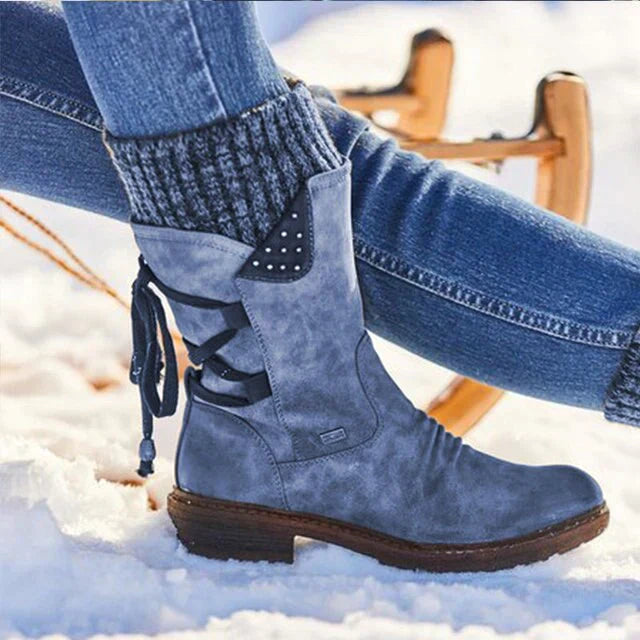 Waterproof women's snow boots - mid-height winter boots with non-slip soles