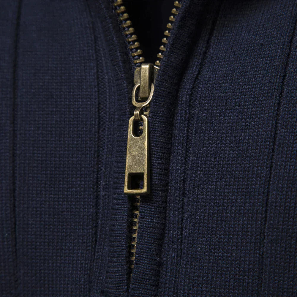Half-Zip Ribbed Knit Sweater for Men - Image 5