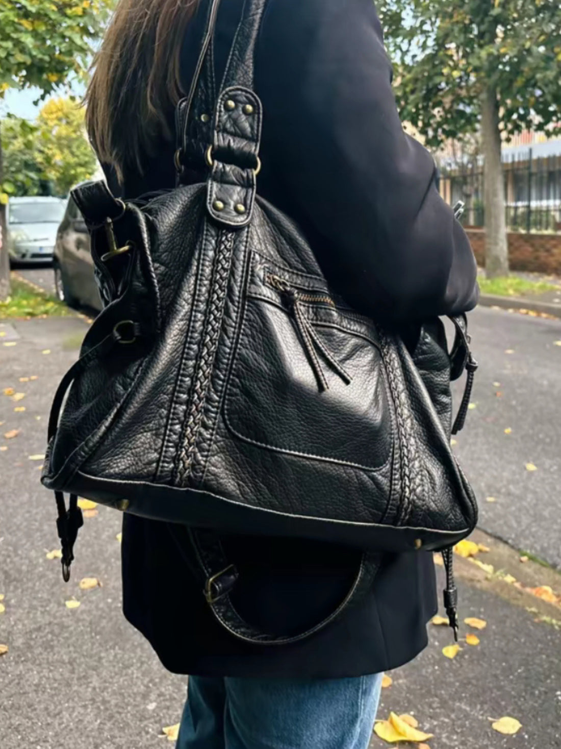 Bolso de hombro y bandolera de piel vegana | Compacto