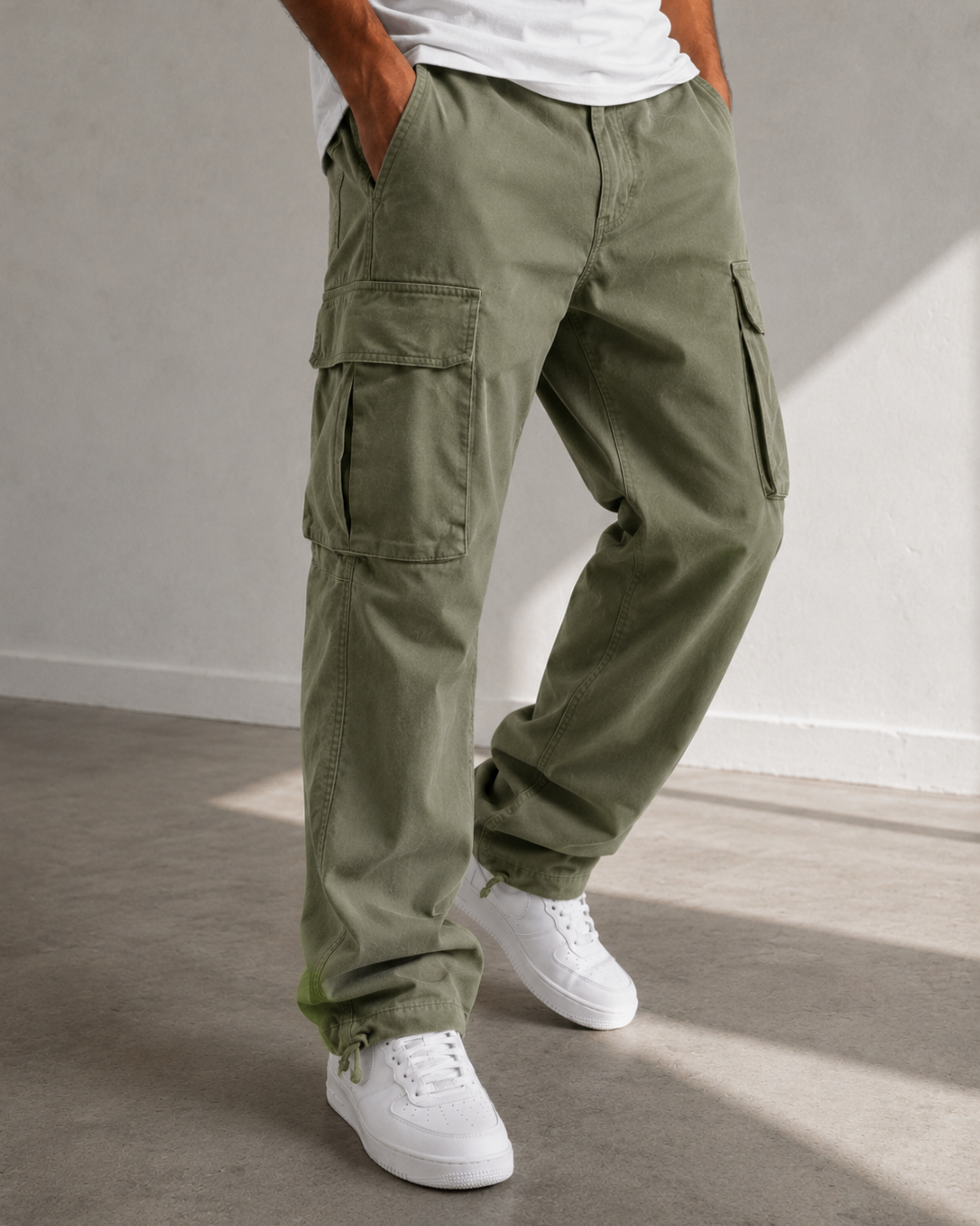 Pantalones cargo para hombre con bolsillos laterales | Pantalones de combate resistentes para actividades al aire libre, con cintura elástica y cordón ajustable
