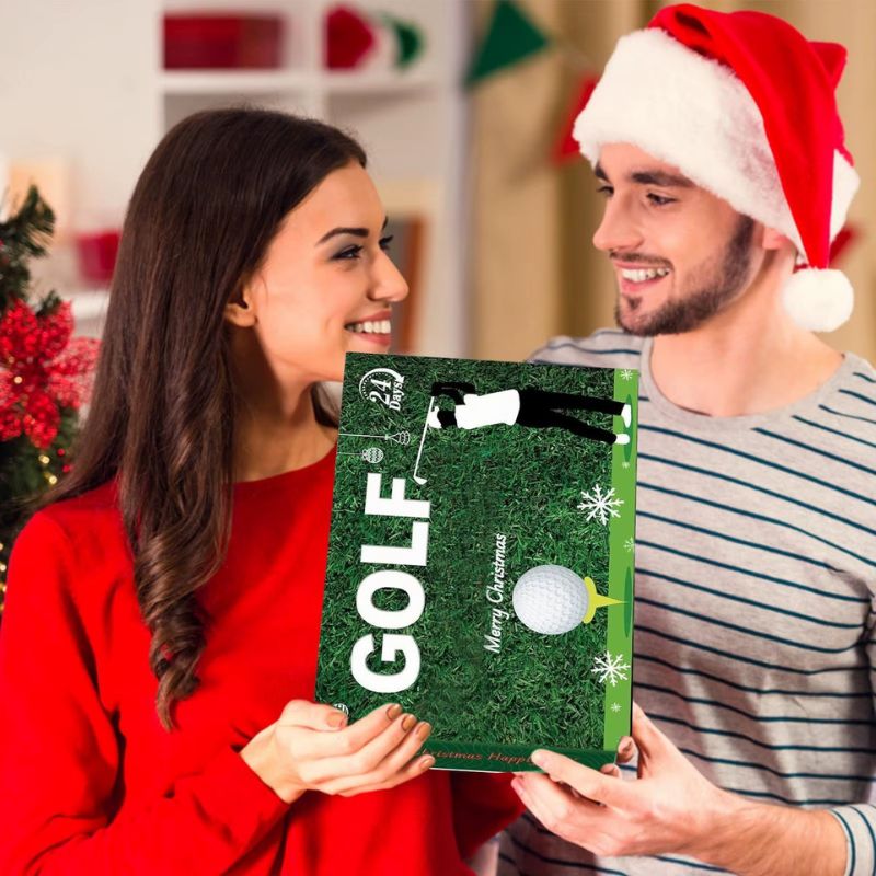 Set de regalo «Calendario de Adviento de golf» | Accesorios de golf para interior y caja de cuenta atrás navideña para golfistas y coleccionistas