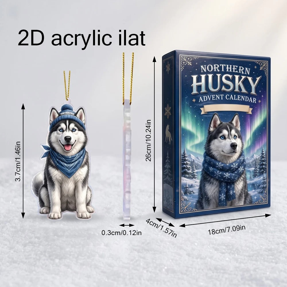 Julekalender til hunde 2026 – 24-dages nedtælling med husky-tema til hundeejere