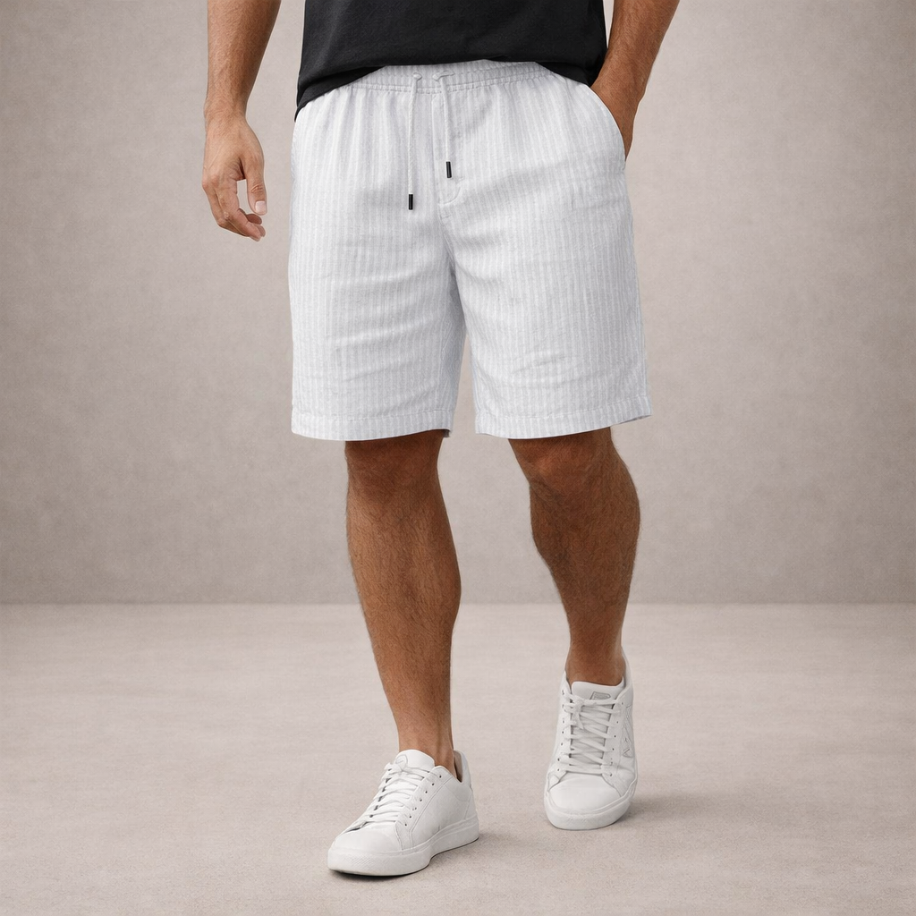 Pantalones cortos de lino para hombre | Pantalones cortos informales de verano, de corte regular y transpirables | Pantalones cortos ligeros de corte holgado para la playa y actividades al aire libre