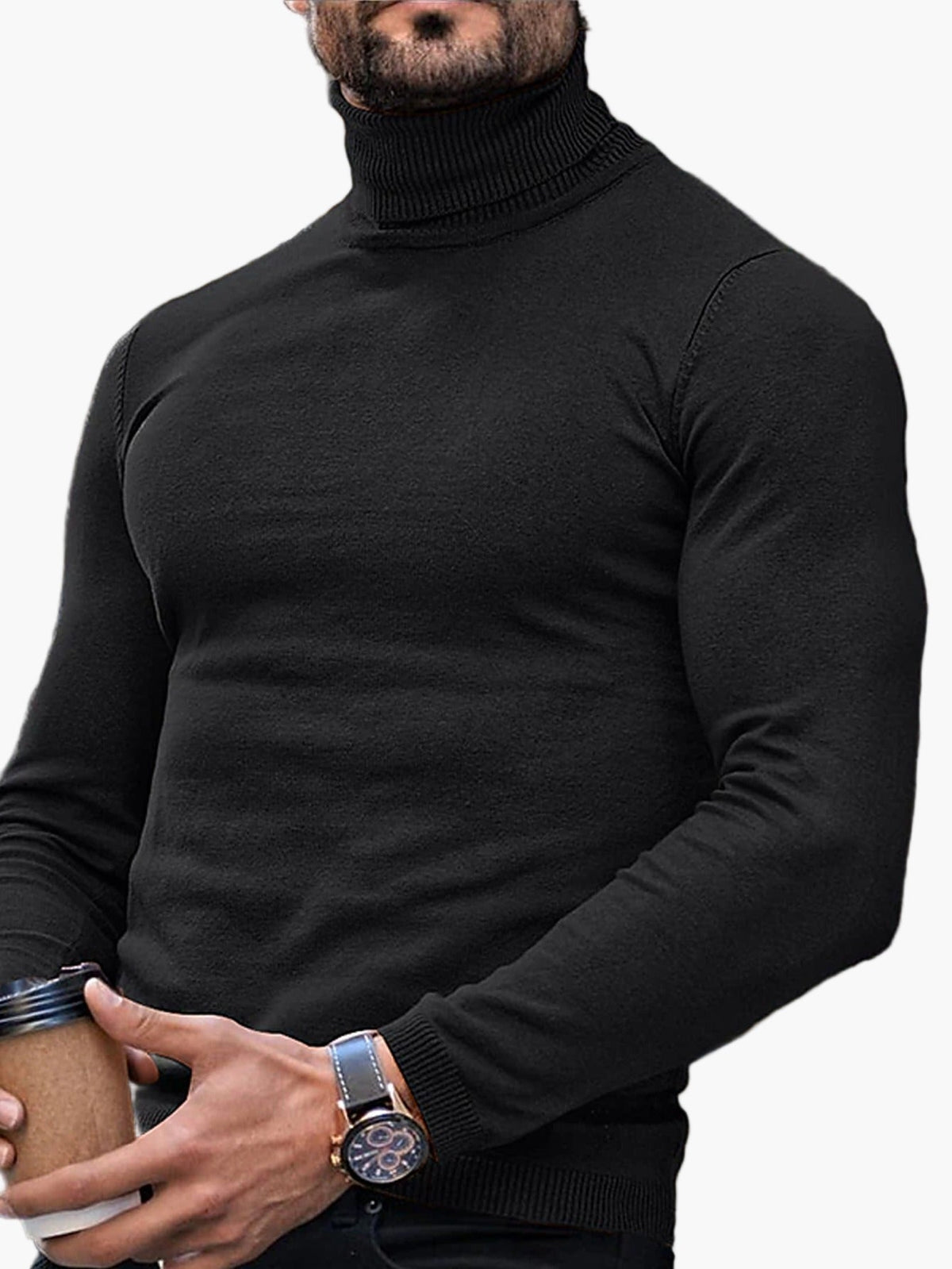Herren Rollkragenpullover Feinstrick Slim Fit elegant - Image 4
