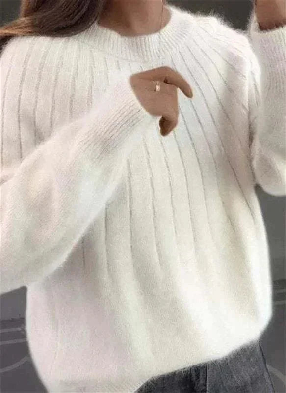 Ribbed Crew Neck Sweater for Women - Image 3