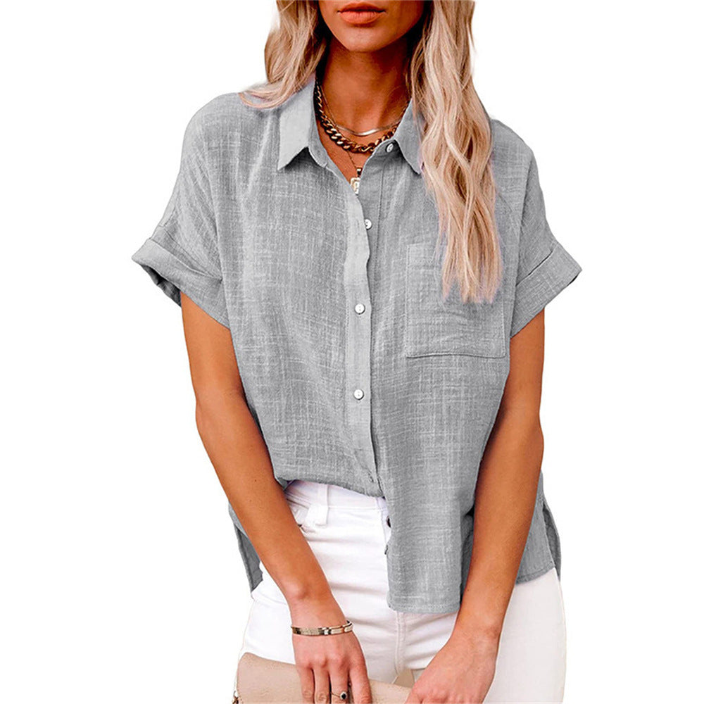 Women’s Breathable Cotton Linen Button-Up Blouse