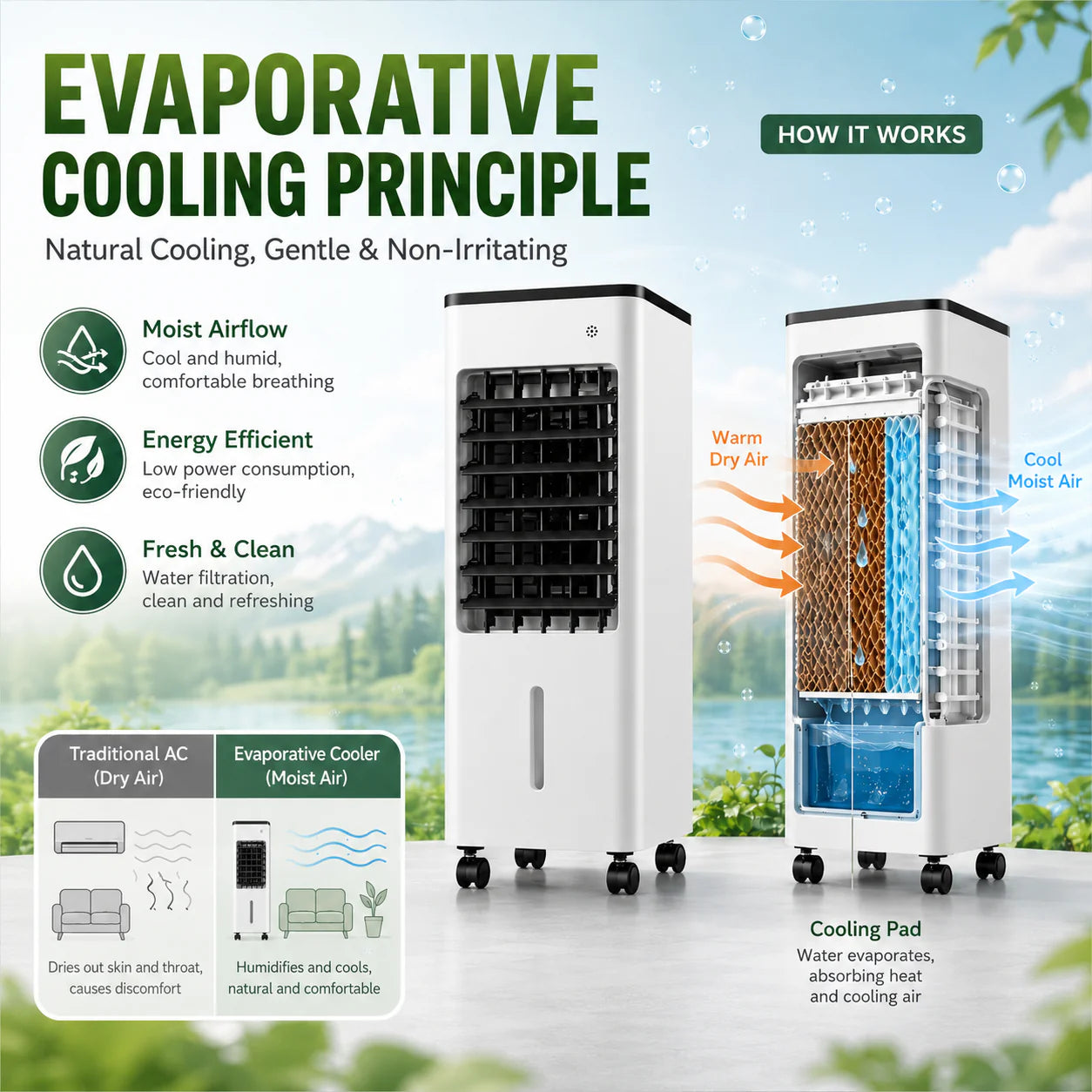 Ventilador portátil 3 en 1 con humidificador