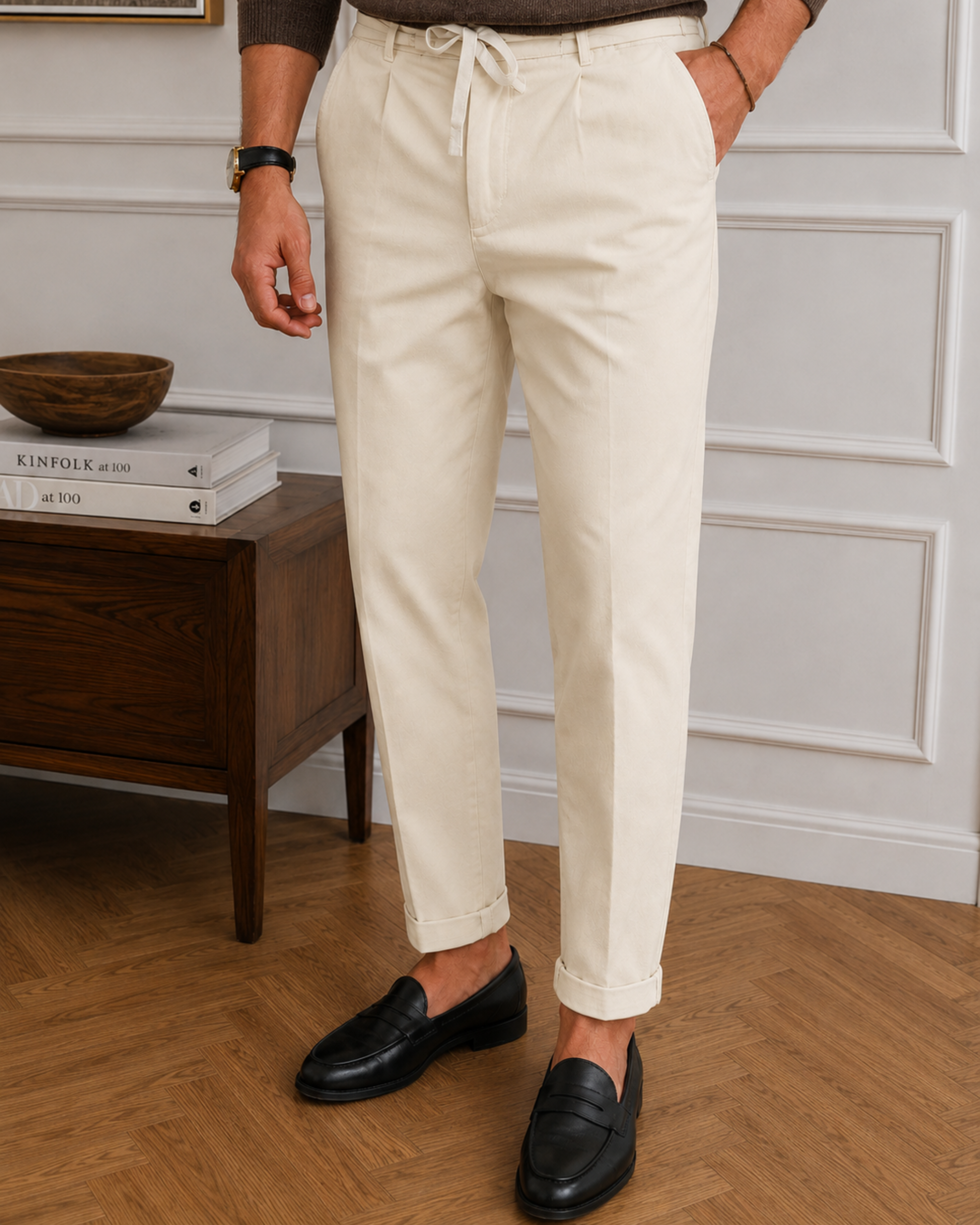 Pantalones ligeros de verano para hombre | Pantalones informales transpirables de corte holgado, con cintura elástica y cordón ajustable