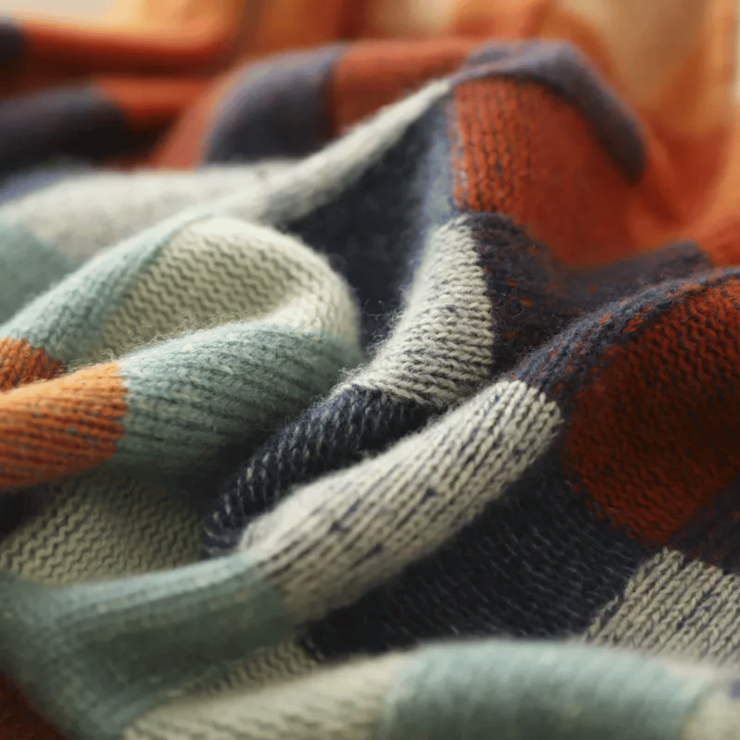 Soft cashmere turtleneck sweater | Stylish patchwork design