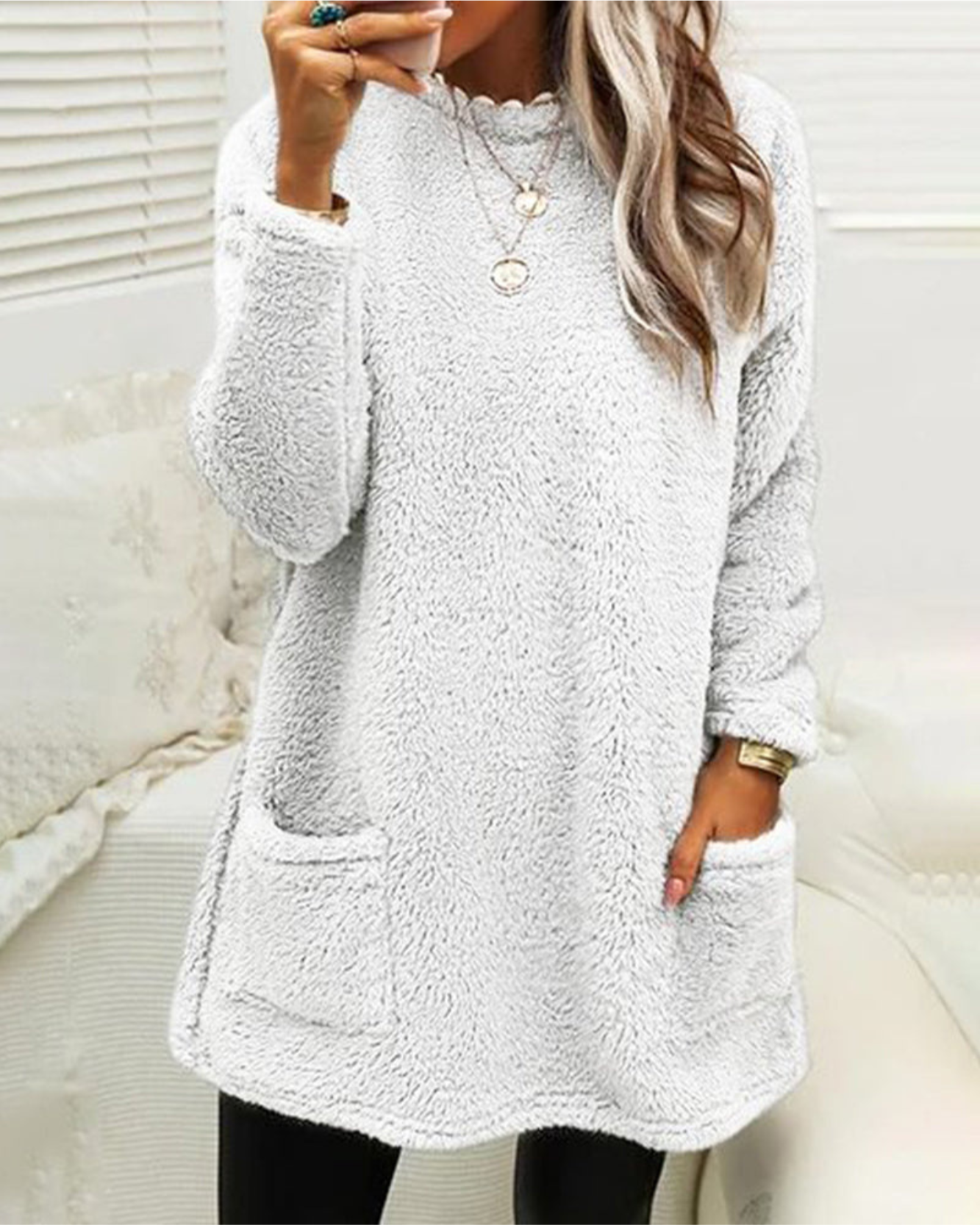 Varm lang sweater til kvinder