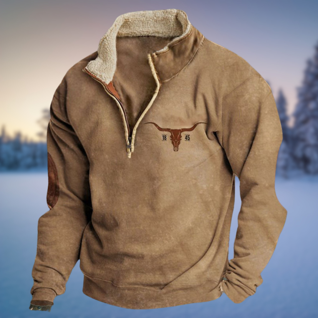 Men's Tribal Graphic Knit - Warm Zipper-Neck Pullover