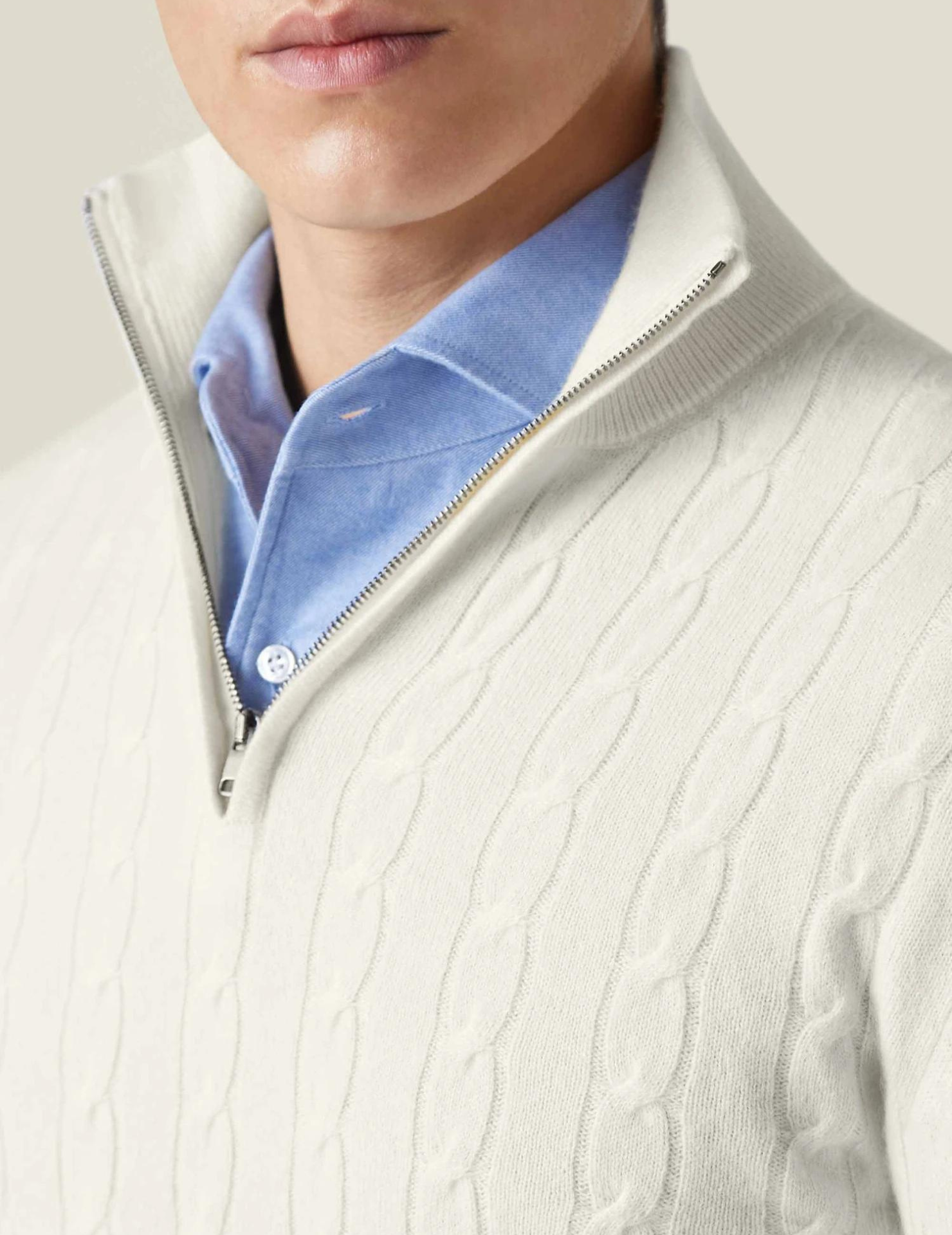 Pull à fermeture éclair en maille torsadée