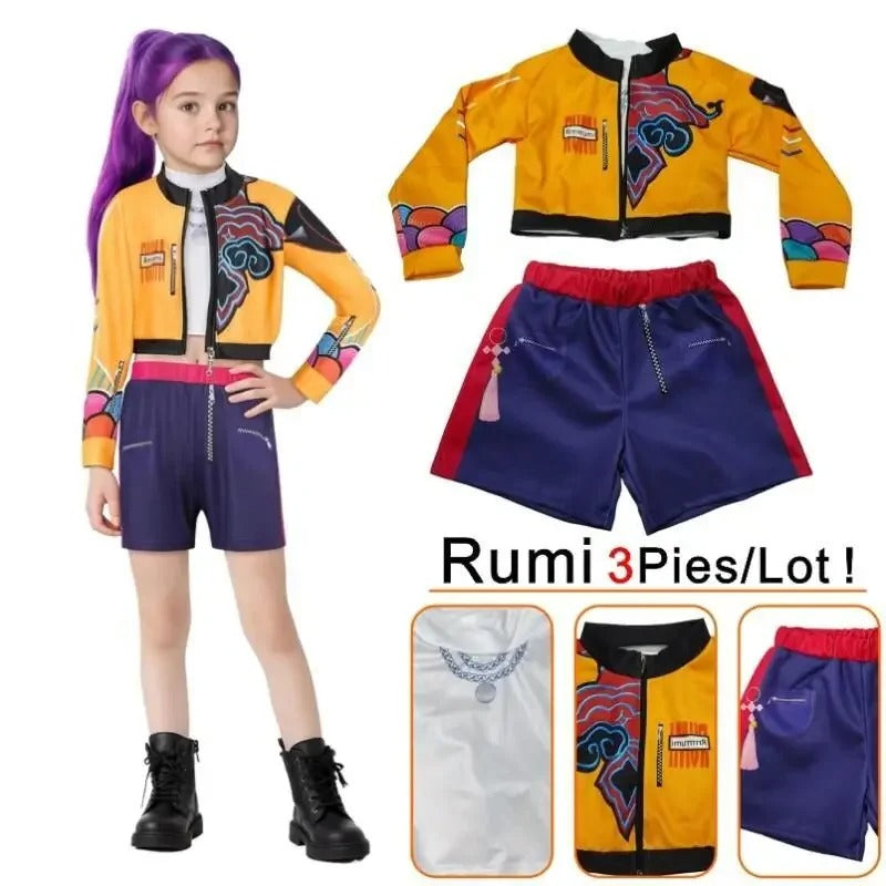 Sada kostýmu pro dívky „Rumi“ – 3dílný halloweenský kostým anime postavy pro děti