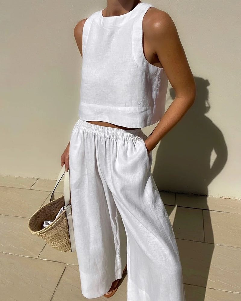 Women's Set - Elegant and Comfortable Linen Set with Slimming Cut