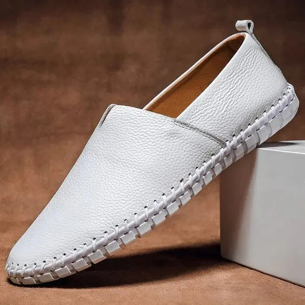Mocassins en cuir pour homme | Chaussures décontractées à enfiler avec semelle souple | Chaussures de marche légères pour un look chic et décontracté au quotidien
