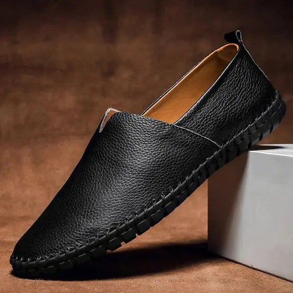 Mocassins en cuir pour homme | Chaussures décontractées à enfiler avec semelle souple | Chaussures de marche légères pour un look chic et décontracté au quotidien