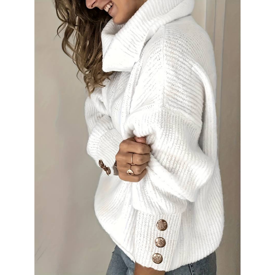 Pull oversize à col roulé pour femmes