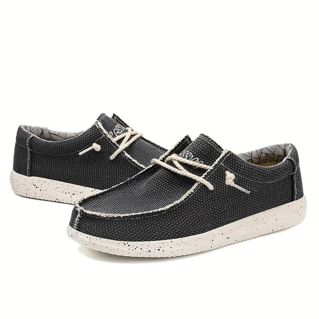 Men's Lightweight Canvas Shoes | Breathable Casual Lace-up Sneakers for Walking and Everyday Wear | Comfortable Low-cut Flat Shoes