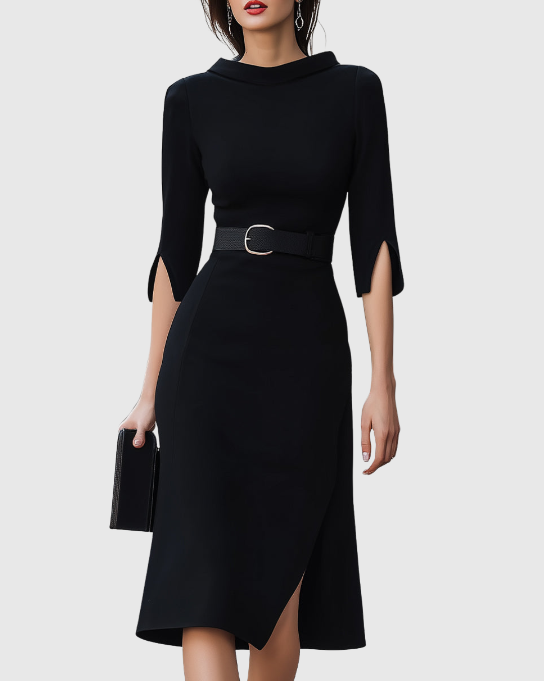 Vestido midi negro clásico