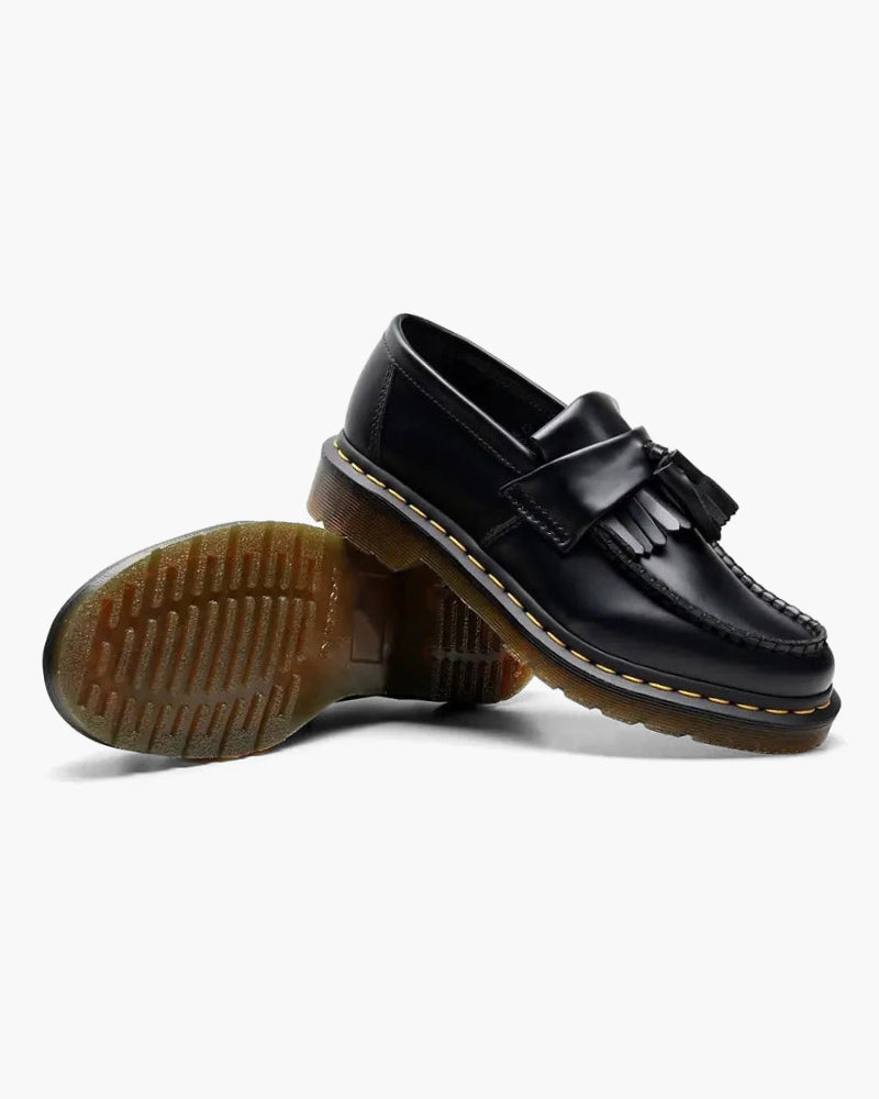 Mocasines de cuero con borlas para hombre y suela con relieve | Zapatos sin cordones con flecos gruesos | Zapatos de vestir de cuero auténtico con suela perfilada