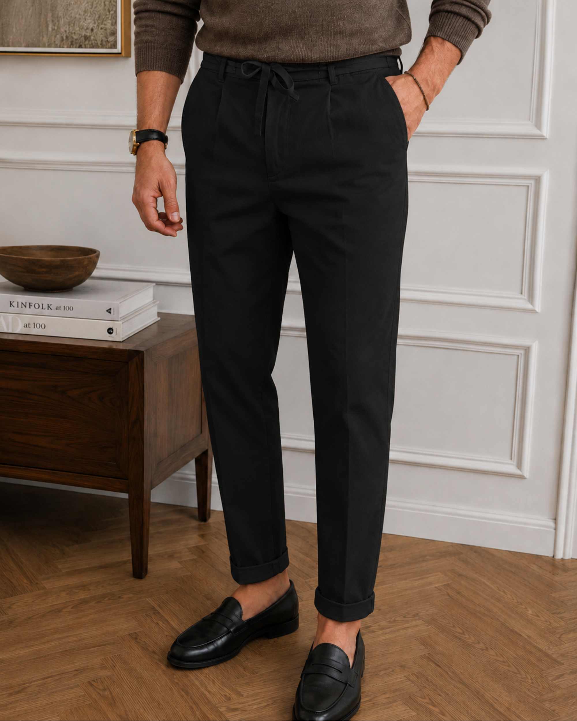 Pantalones ligeros de verano para hombre | Pantalones informales transpirables de corte holgado, con cintura elástica y cordón ajustable