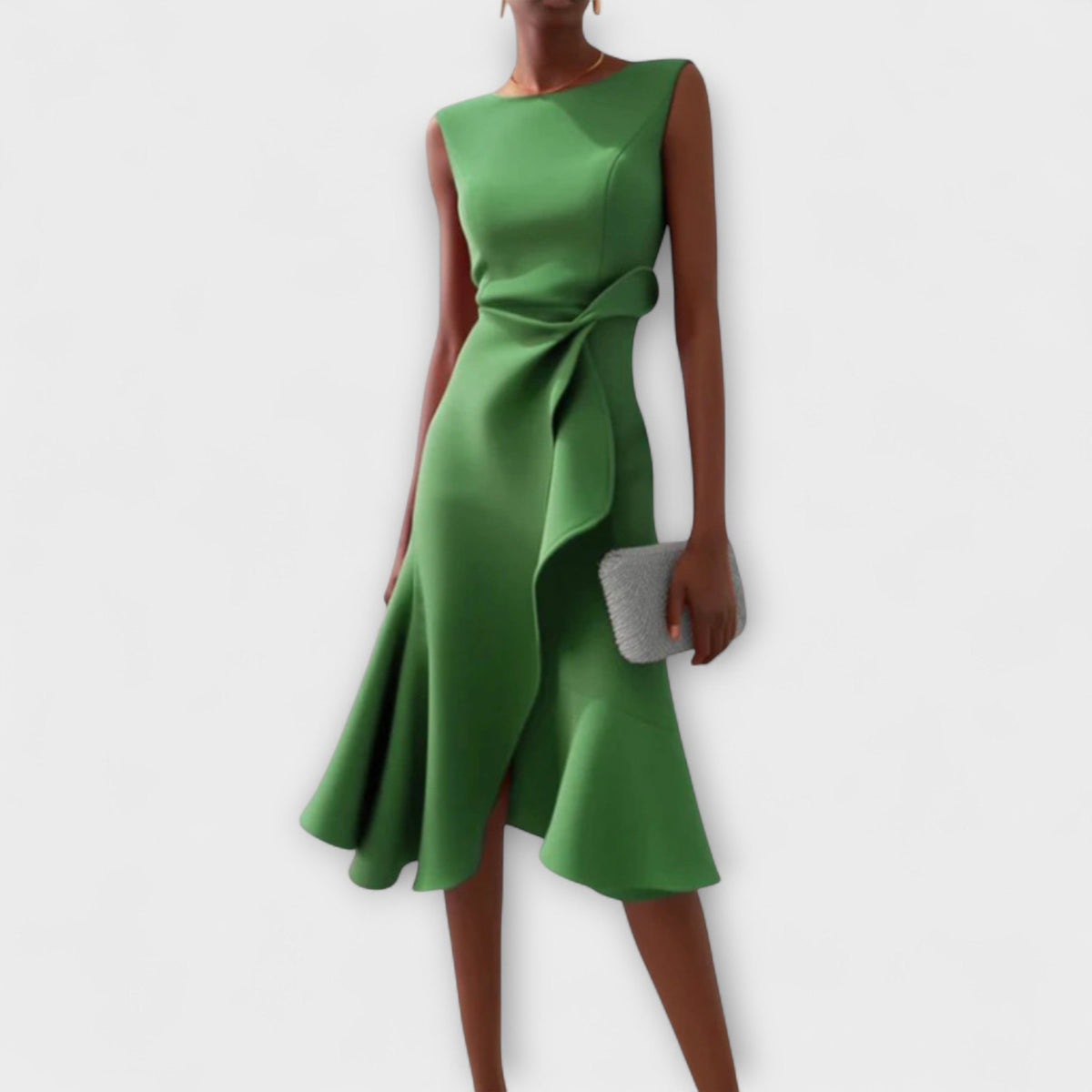 Helena - Draped Asymmetric Midi Dress