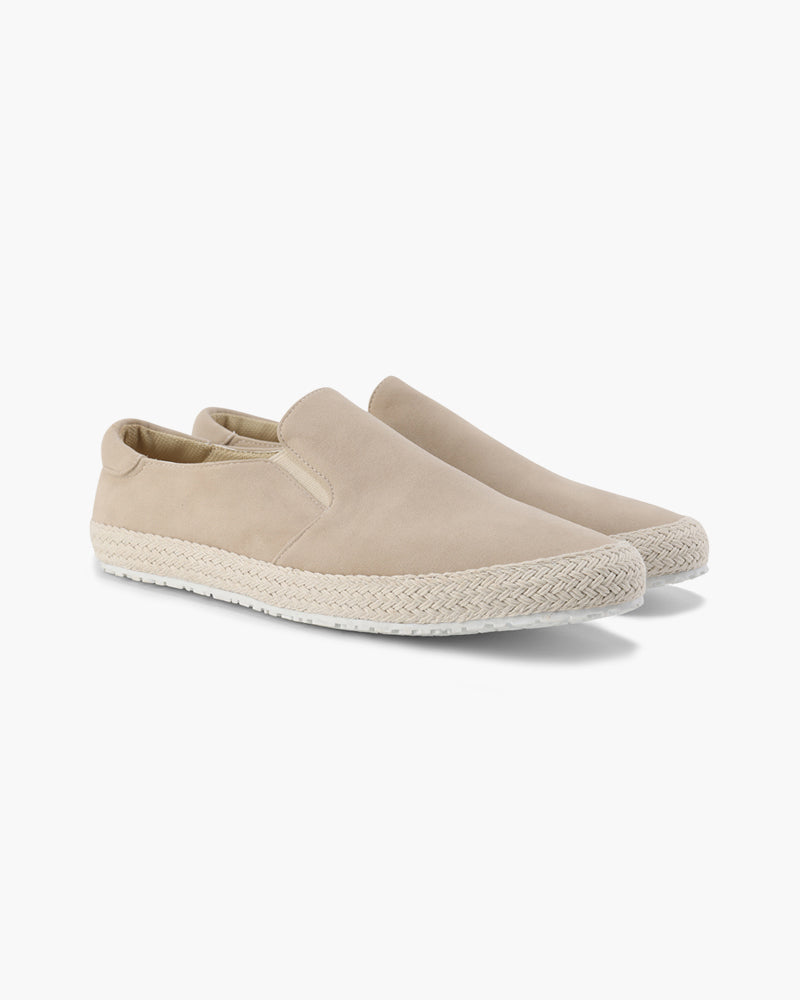 Espadrillas de ante para hombre: zapatillas de verano ligeras sin cordones, con suela forrada de yute y cómodas inserciones elásticas en los laterales