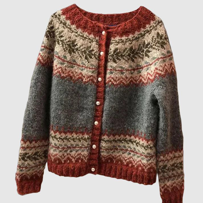 Γυναικεία σκανδιναβική πλεκτή ζακέτα - Fair Isle Pattern
