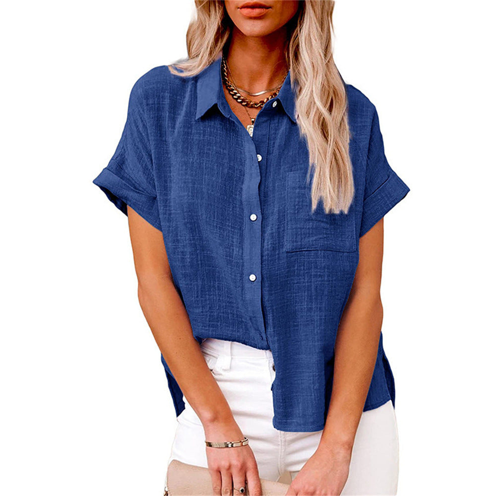 Women’s Breathable Cotton Linen Button-Up Blouse