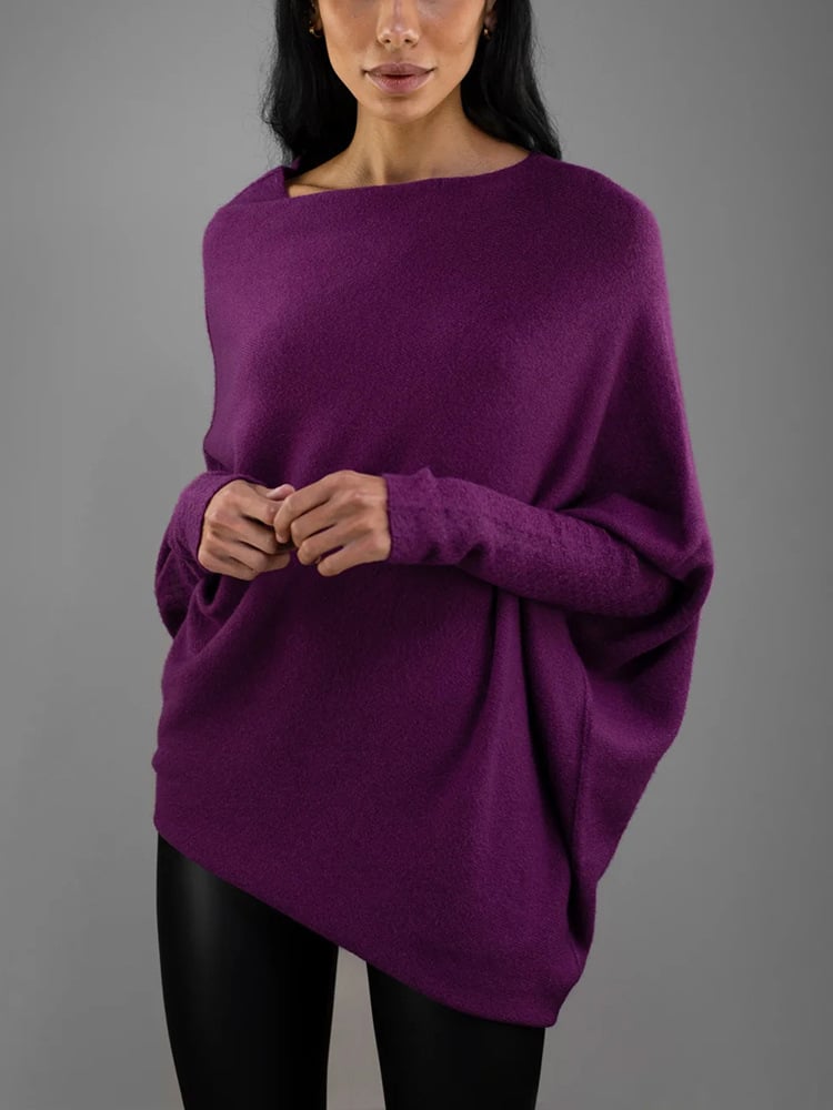 Jersey asimétrico | Mezcla de cachemira | Elegante y cómodo